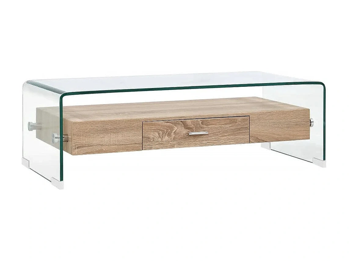Table basse 98 x 45 x 31 cm Transparent en verre trempe