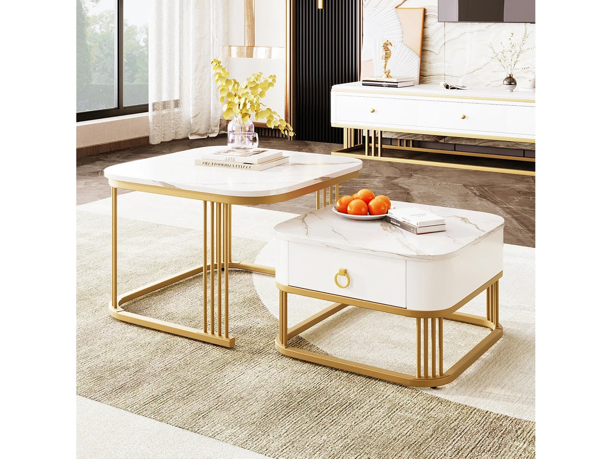 Lot Table basse gigogne, carree, 60cm, plateau