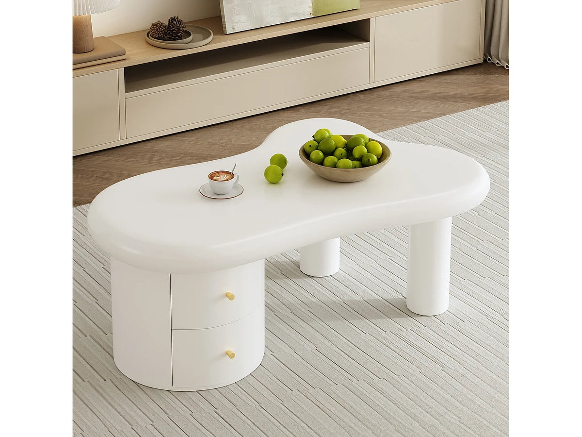 Table basse organique blanc 97x64x42cm