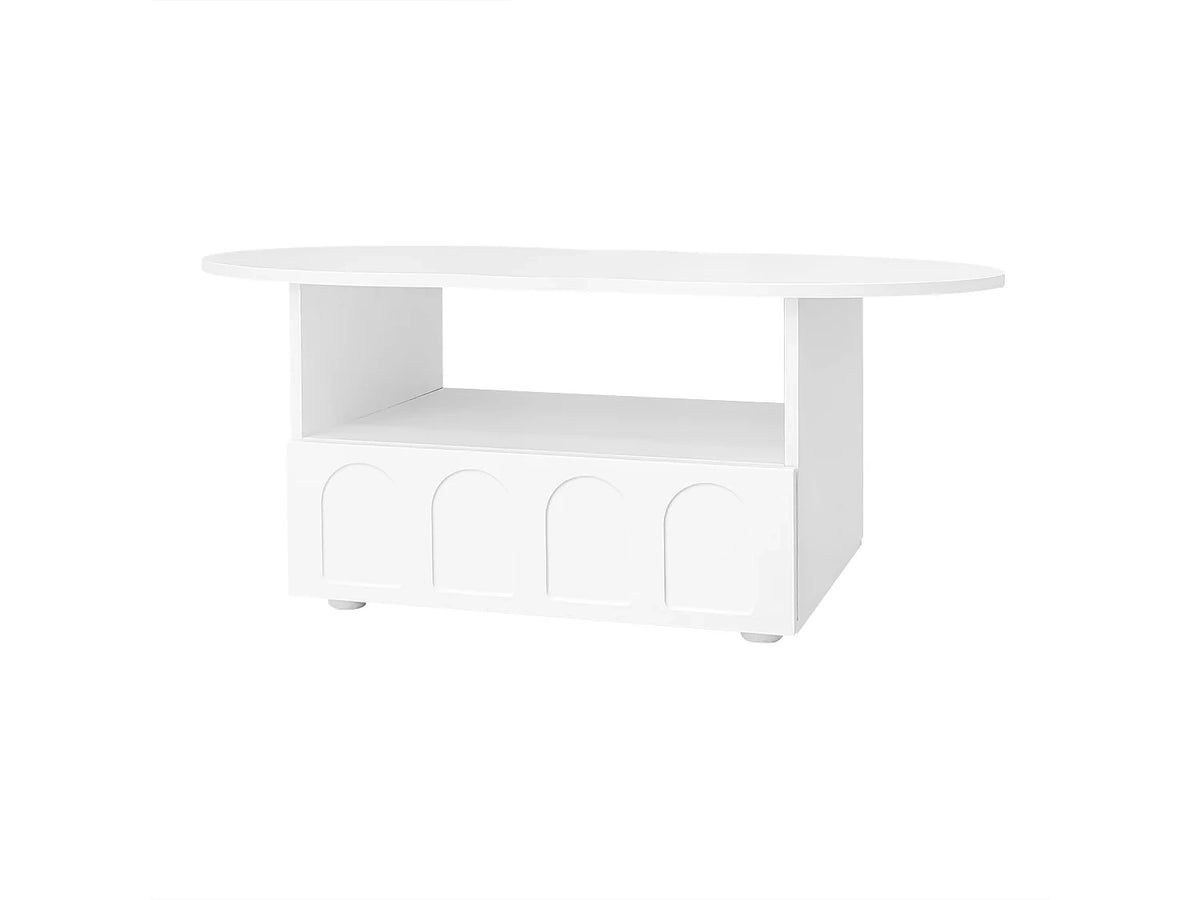 Marron - Table basse organique avec tiroirs de rangement en panneau de particules