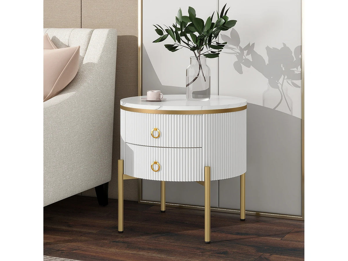 Table basse blanc avec tiroirs de rangement 50x50x51 cm