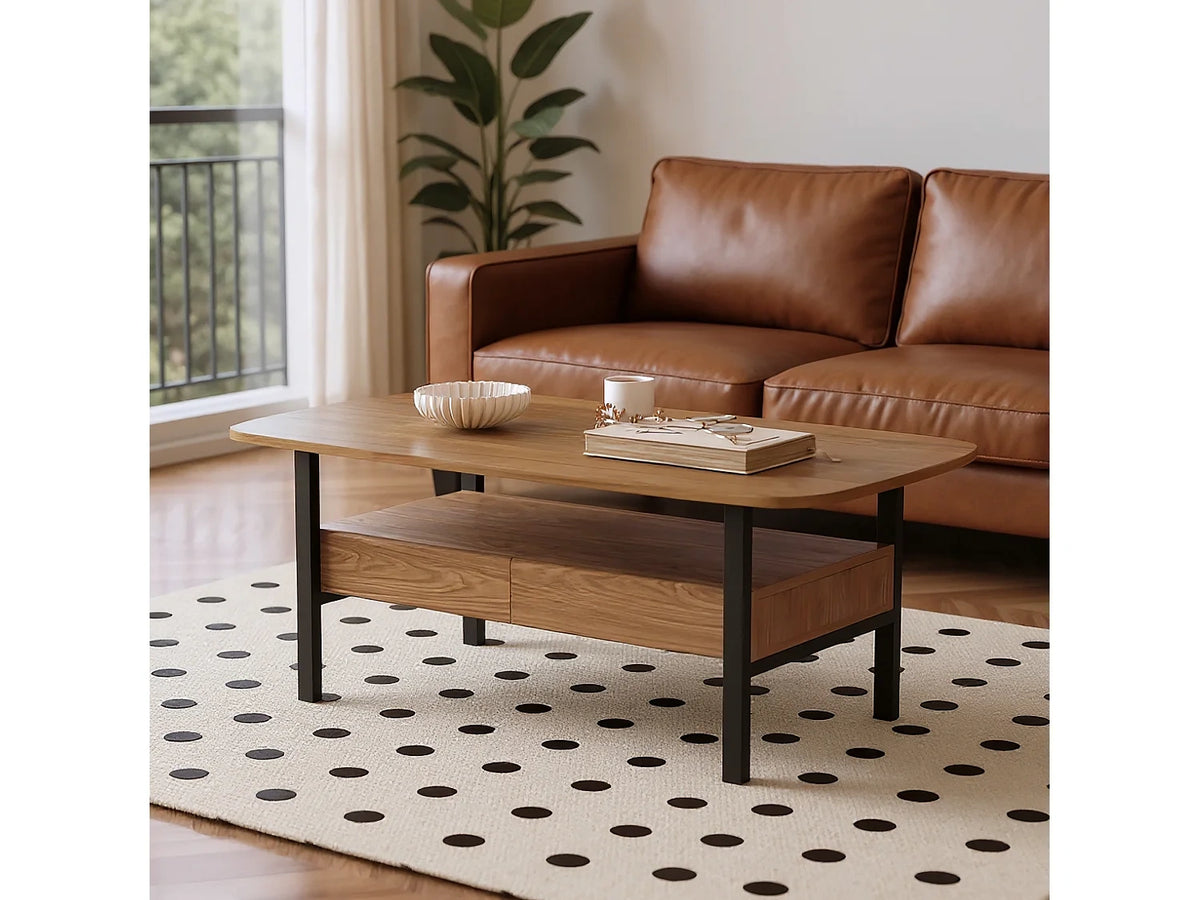 Table basse 120x56x42,5 cm noyer - espace de rangement