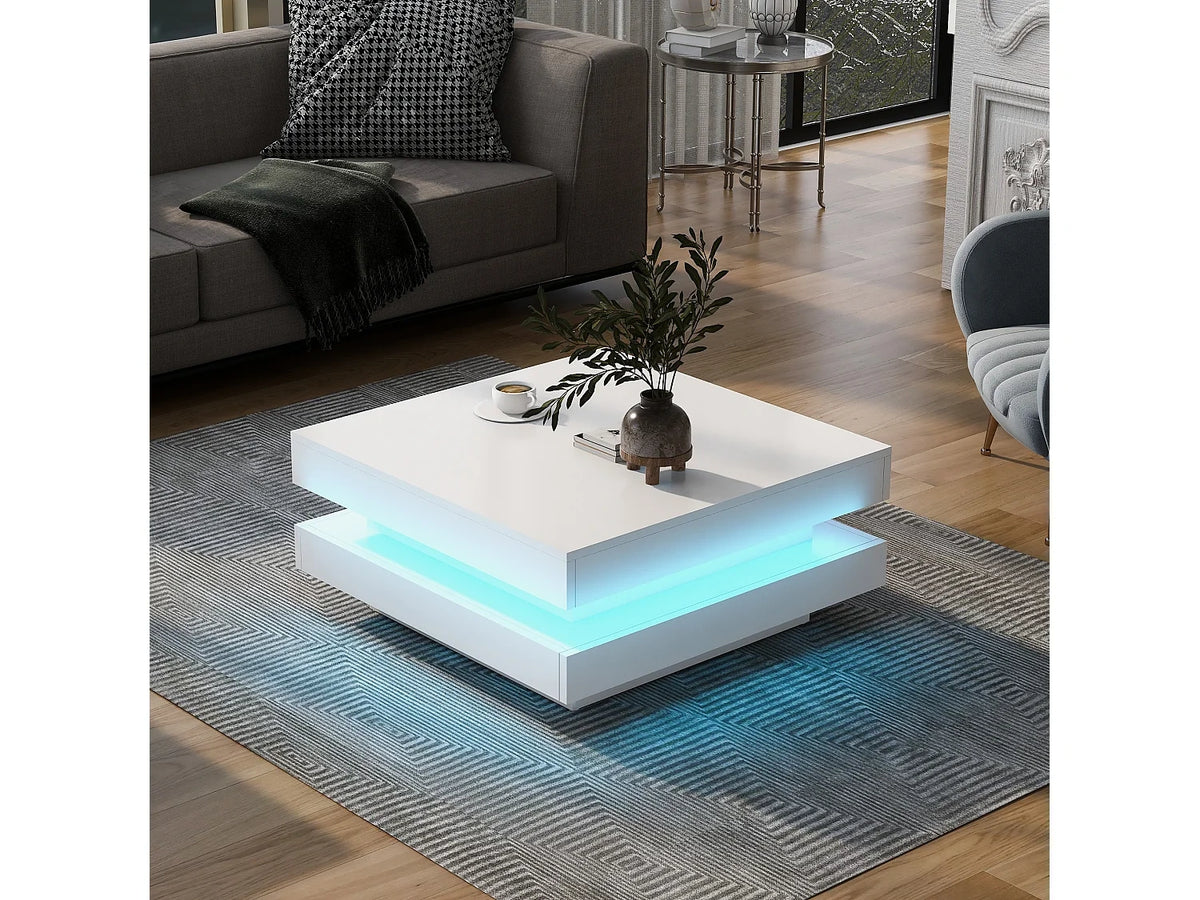 Table basse carree lumineuse 70x70 cm, Eclairage LED